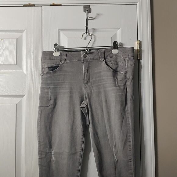 Democracy gray distressed wide elastic band AB solution skinny jeans  Sz 14 NWOT - Picture 3 of 7